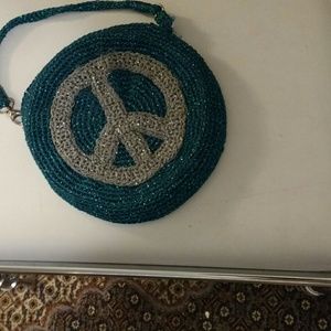 Sak Peace Round bag blue metallic